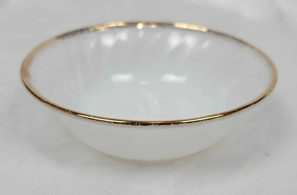 Vintage Oven Fire-King Ware White Porcelain Shallow Bowl